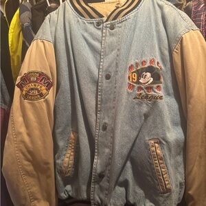 Disney Mickey Mouse Blue and Tan Varsity Jacket- great condition